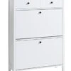 Meuble à Chaussures TERPET 2 Compartiments Blanc -Meubles Reduction Magasin 109287