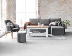 Fauteuil UDSBJERG Tissu Gris/chêne -Meubles Reduction Magasin 115042