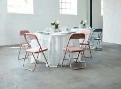 Chaise Pliante VOEL Velours Rose -Meubles Reduction Magasin 120215 1