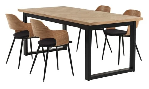AGERSKOV L200 Table Chêne + 4 HVIDOVRE Chaises Chêne/noir 3 AGERSKOV L200 Table Chêne + 4 HVIDOVRE Chaises Chêne/noir