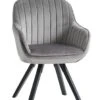 Fauteuil ONSEVIG Velours Gris/noir -Meubles Reduction Magasin 126593