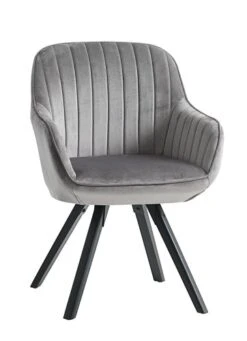 Fauteuil ONSEVIG Velours Gris/noir