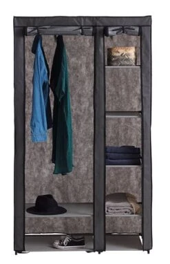 Armoire DAMHUS 100x174 Gris Foncé -Meubles Reduction Magasin 128291