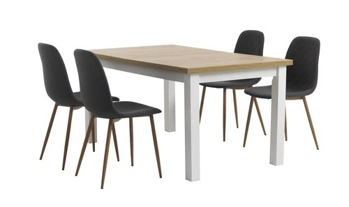 MARKSKEL L150/193 Table + 4 JONSTRUP Chaises Asphalte/chêne 3 MARKSKEL L150/193 Table + 4 JONSTRUP Chaises Asphalte/chêne