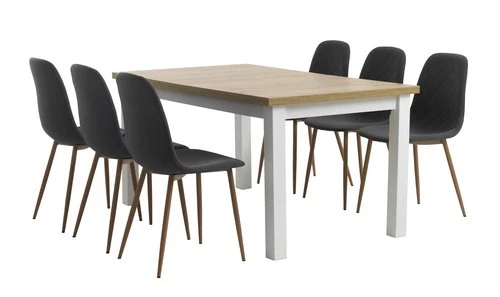 MARKSKEL L150/193 Table + 4 JONSTRUP Chaises Asphalte/chêne 4 MARKSKEL L150/193 Table + 4 JONSTRUP Chaises Asphalte/chêne – Image 2