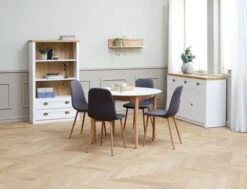 Chaise JONSTRUP Tissu Asphalte/coloris Chêne -Meubles Reduction Magasin 128726 2