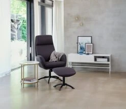 Fauteuil A/repose-pied TANKEFULD Gris Foncé -Meubles Reduction Magasin 128791