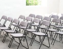 Chaise Pliante VOEL Velours Gris Foncé -Meubles Reduction Magasin 128793