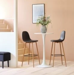 Chaise De Bar JONSTRUP Noir/coloris Chêne -Meubles Reduction Magasin 128794