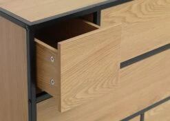 Commode 6 Tiroirs TRAPPEDAL Chêne/noir -Meubles Reduction Magasin 131389