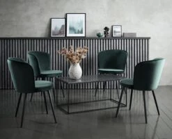 Chaise RISSKOV Velours Vert Foncé/noir -Meubles Reduction Magasin 131887 1