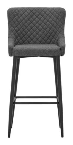 Chaise De Bar PEBRINGE Avec Dossier Tissu Gris/noir -Meubles Reduction Magasin 132677