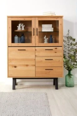 Royal Oak Vitrine SANDBY 3 Portes Chêne Naturel/noir -Meubles Reduction Magasin 132851