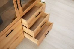 Royal Oak Vitrine SANDBY 3 Portes Chêne Naturel/noir -Meubles Reduction Magasin 132853