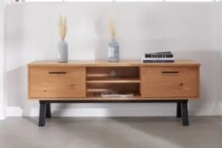 Royal Oak Meuble TV SANDBY 2 Portes Chêne Naturel/noir -Meubles Reduction Magasin 132859