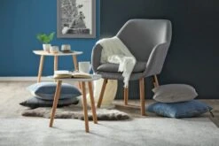 Bout De Canapé TAPS 40x40 Blanc/bambou -Meubles Reduction Magasin 133284