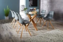 Royal Oak Table AGERBY 90x160 Verre/chêne -Meubles Reduction Magasin 133849