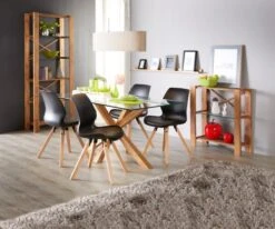 Royal Oak Table AGERBY 90x160 Verre/chêne -Meubles Reduction Magasin 133852