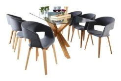 Royal Oak Table AGERBY 90x160 Verre/chêne -Meubles Reduction Magasin 133854