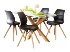 Royal Oak Table AGERBY 90x160 Verre/chêne -Meubles Reduction Magasin 133855