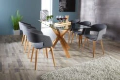 Royal Oak Table AGERBY 90x160 Verre/chêne -Meubles Reduction Magasin 133861