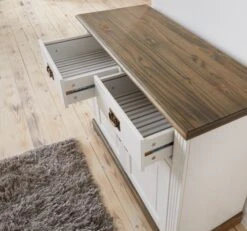 Buffet VILSTED 2 Portes Blanc/brun -Meubles Reduction Magasin 135049