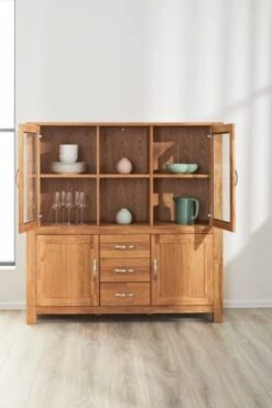 Royal Oak Vitrine HAGE 2+2 Portes 3 Tiroirs Chêne -Meubles Reduction Magasin 135355