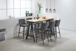 Chaise De Bar PEBRINGE Avec Dossier Tissu Gris/noir -Meubles Reduction Magasin 137292 1