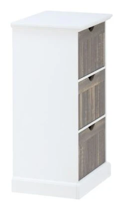 Commode ORLANDO 3 Tiroirs Blanc/gris -Meubles Reduction Magasin 137778