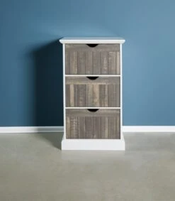 Commode ORLANDO 3 Tiroirs Blanc/gris -Meubles Reduction Magasin 137782