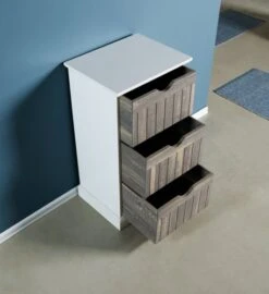 Commode ORLANDO 3 Tiroirs Blanc/gris -Meubles Reduction Magasin 137783