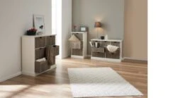 Commode ORLANDO 3 Tiroirs Blanc/gris -Meubles Reduction Magasin 137787