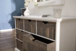 Commode OLDEKROG 7 Tiroirs Blanc/gris -Meubles Reduction Magasin 137796