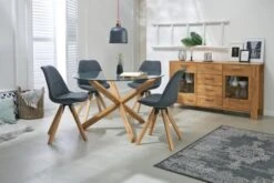 Chaise DREJHUS Tissu Gris Anthracite/naturel -Meubles Reduction Magasin 138024