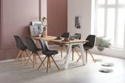 Chaise DREJHUS Tissu Gris Anthracite/naturel -Meubles Reduction Magasin 138026