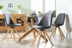 Chaise DREJHUS Tissu Gris Anthracite/naturel -Meubles Reduction Magasin 138030