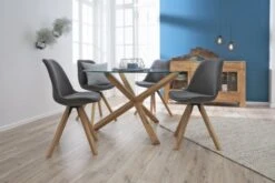 Chaise DREJHUS Tissu Gris Anthracite/naturel -Meubles Reduction Magasin 138031