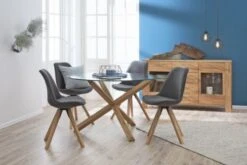 Chaise DREJHUS Tissu Gris Anthracite/naturel -Meubles Reduction Magasin 138032