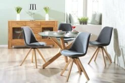 Chaise DREJHUS Tissu Gris Anthracite/naturel -Meubles Reduction Magasin 138034