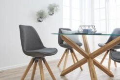 Chaise DREJHUS Tissu Gris Anthracite/naturel -Meubles Reduction Magasin 138037