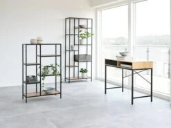 Étagère TRAPPEDAL 7 Tablettes Chêne/noir -Meubles Reduction Magasin 139145 1