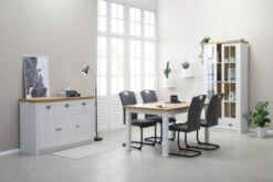 Table MARKSKEL 150x193 Blanc/coloris Chêne -Meubles Reduction Magasin 139171 1