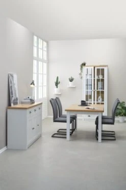 Table MARKSKEL 150x193 Blanc/coloris Chêne -Meubles Reduction Magasin 139172