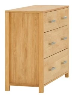 Royal Oak Commode HUGGET 4 Tiroirs Larges Chêne -Meubles Reduction Magasin 139440