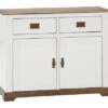 Buffet VILSTED 2 Portes Blanc/brun -Meubles Reduction Magasin 156375