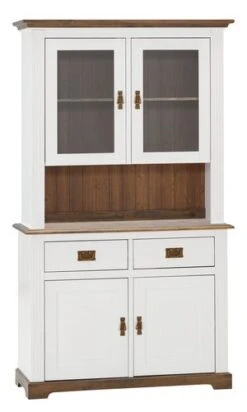 Buffet VILSTED 2 Portes Blanc/brun -Meubles Reduction Magasin 158324