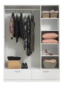 Armoire ELLESTED 144x200 Blanc -Meubles Reduction Magasin 160185