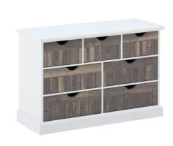 Commode OLDEKROG 7 Tiroirs Blanc/gris