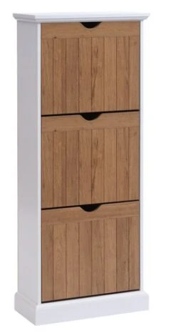 Meuble à Chaussures OLDEKROG 3 Compartiments Blanc/chêne