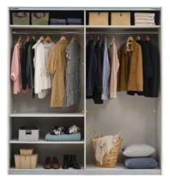 Armoire SALTOV 204x222 Blanc -Meubles Reduction Magasin 162313